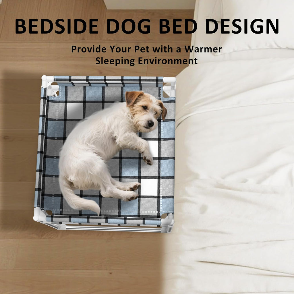 Bedside Cosleeper Dog Bed with Guardrail, 3-Fence Height Elevated Bed Dog | Extension Attached to Human Bed for Medium Dog Cat, Stainless Steel Window Perch Lounge Elevated Sleeper Hammock Furniture - view 2