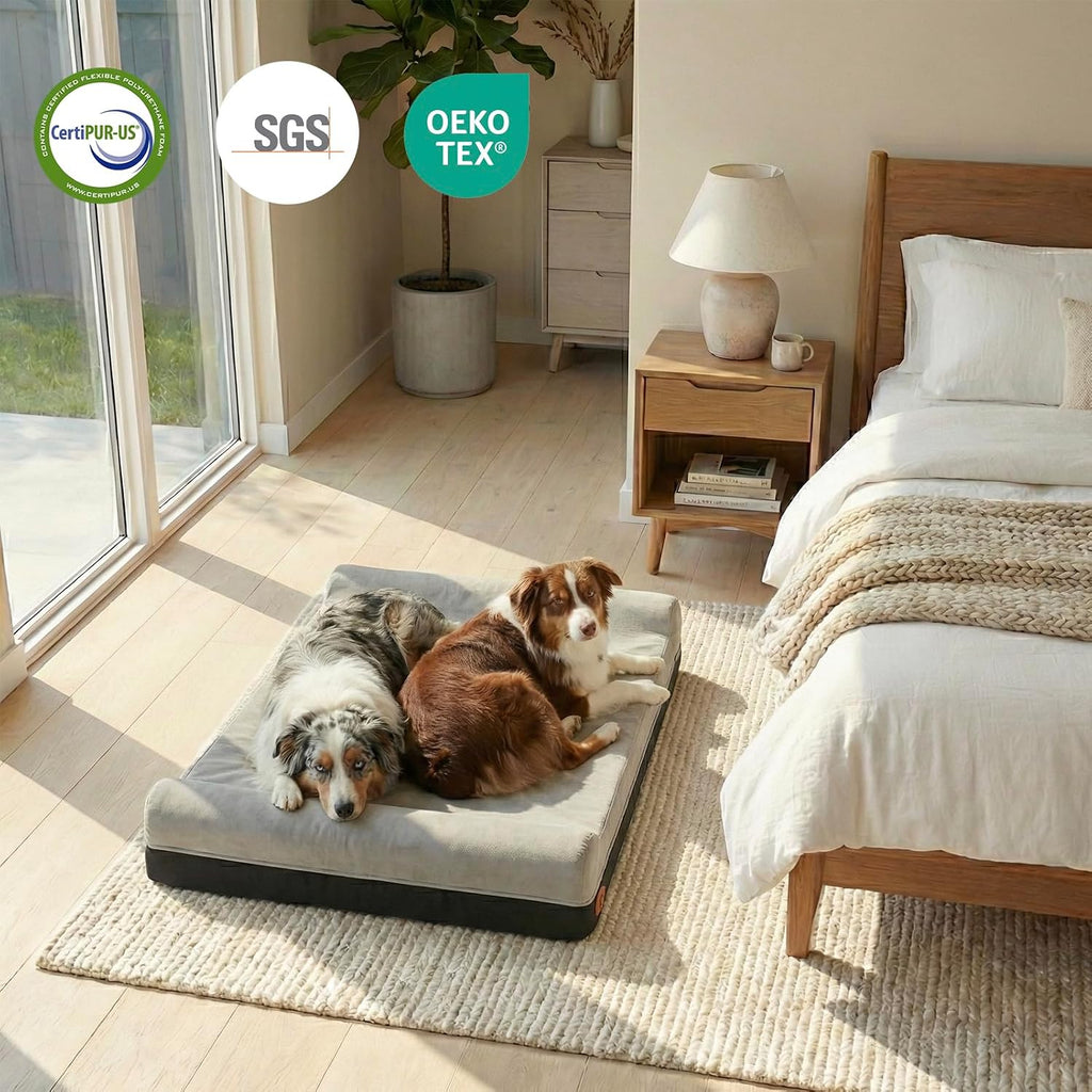 Orthopedic dog beds for large dogs, 7" memory foam dog beds, durable water proof liner removable and washable, nonskid bottom, slate grey 50"x36"x10" - view 7