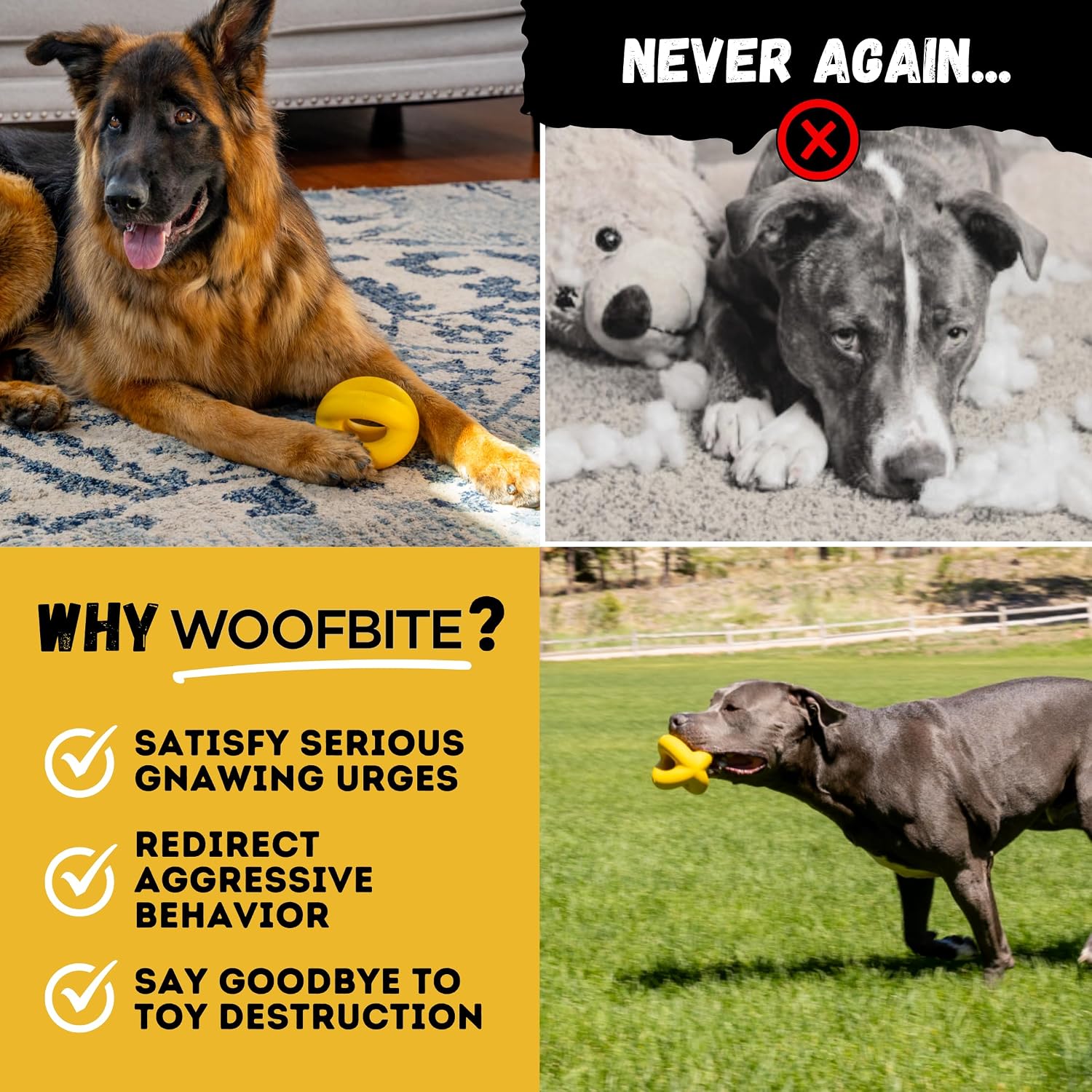 Indestructible dog ball - lifetime replacement - durable dog toy for aggressive chewers - safe, non-toxic natural rubber - chew, tug & fetch - tough, heavy duty chew toy - 4" (softball size) - view 7