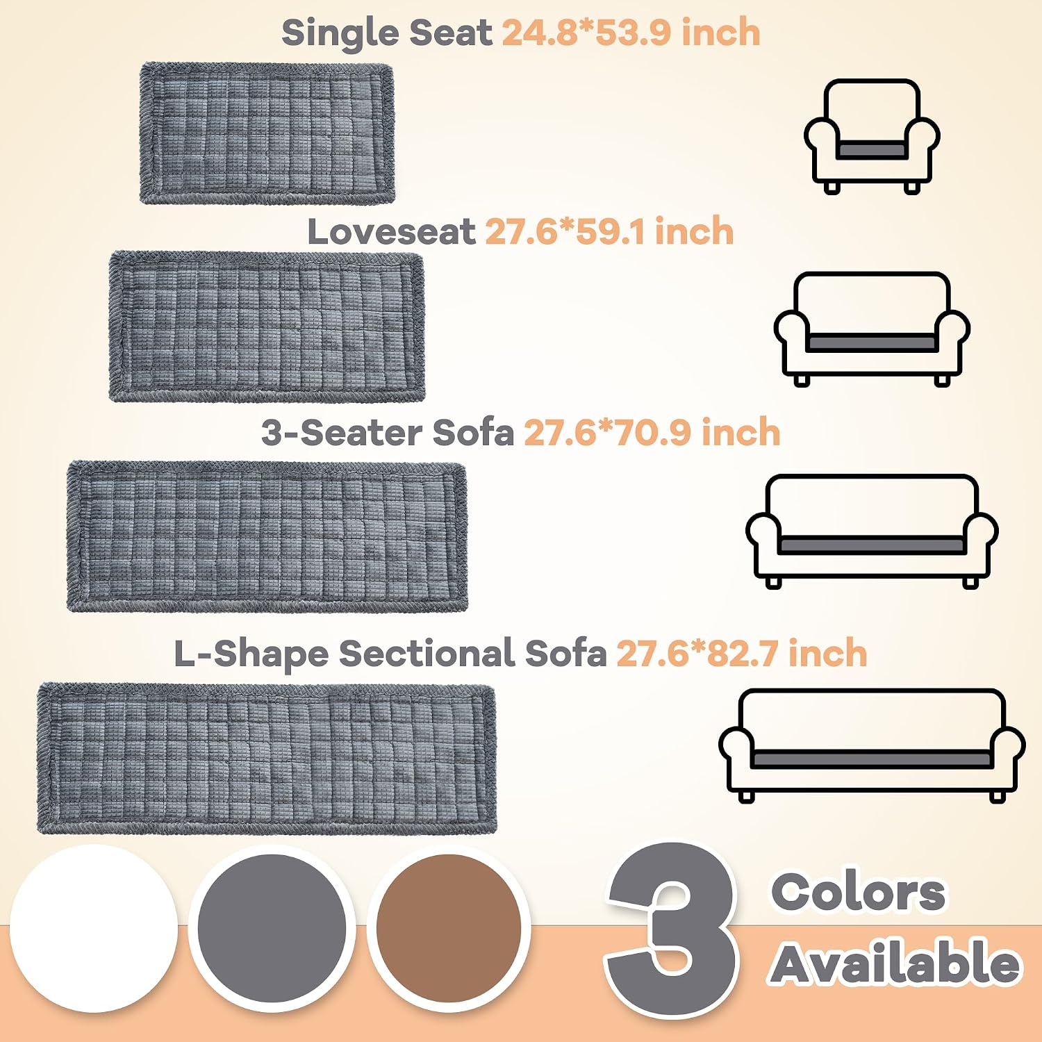Dog couch cover protector, non slip dog mat grey-59 | non-slip washable dog couch protector blanket, thick soft mat shields sofa from stains & scratches, furniture cover for dogs - view 5