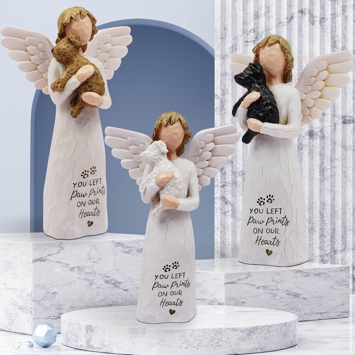 Dog Memorial Gifts for Loss of Dog Sympathy Gift Figurines White | Pet Memorial Gifts for Dog, Dog Mom Gifts for Women, Pet Remembrance Gift, Pet Loss Gifts, Resin Hand-painted Statue - view 2