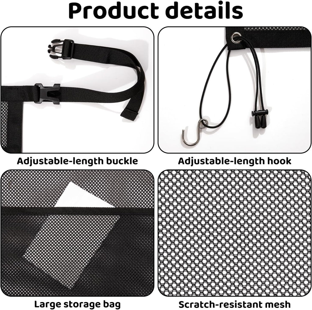 Dog Car Barrier,Dog Net for Car,Pet Divider Barrier for Car/SUV/Truck | with Mesh Organizer,Large Barrier Area,Adjustable Straps,Sturdy Easy to Install, Scratch-Resistant,Keep Dogs in Back Seat - view 7