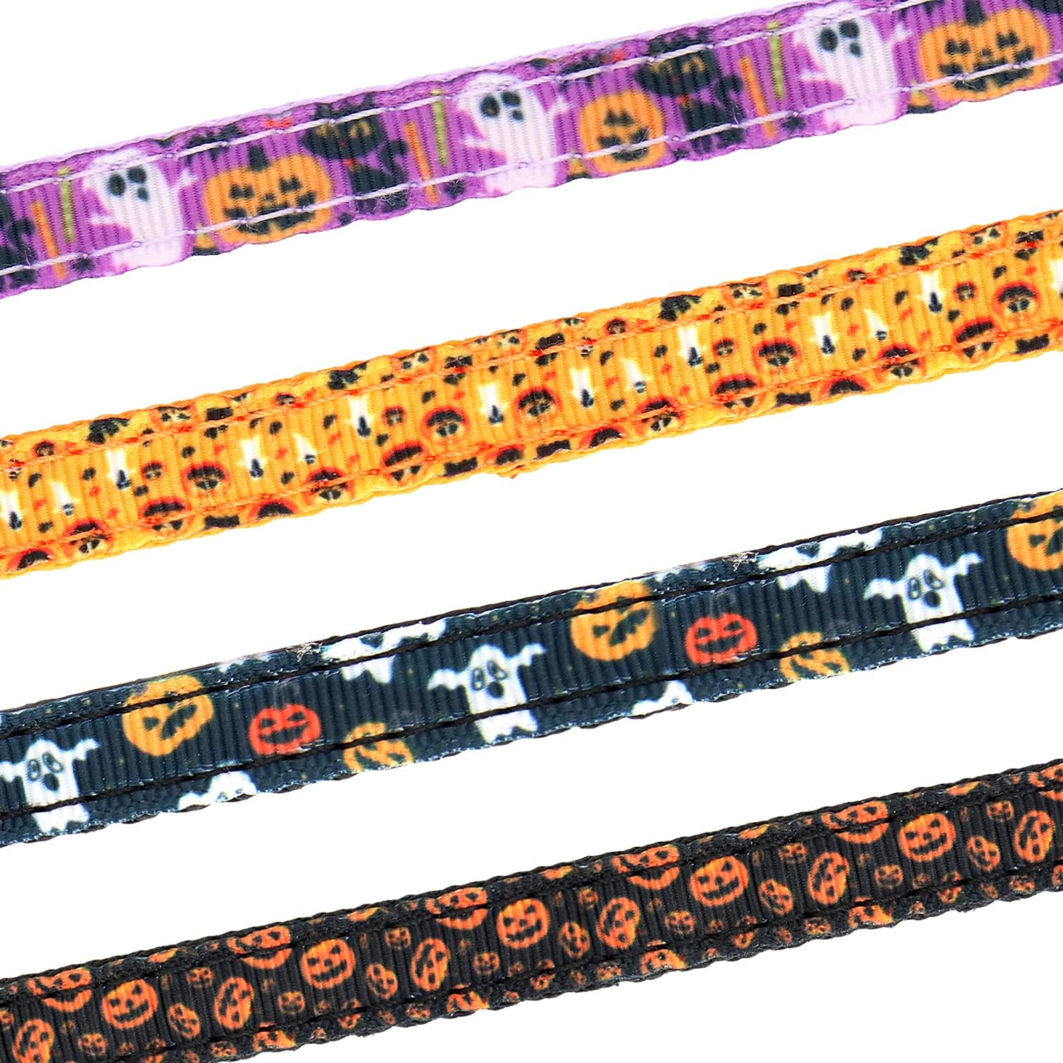 Halloween cat collar, 2 pack breakaway cat collar with bells, pumpkin and ghost charm, Halloween orange+black - view 4