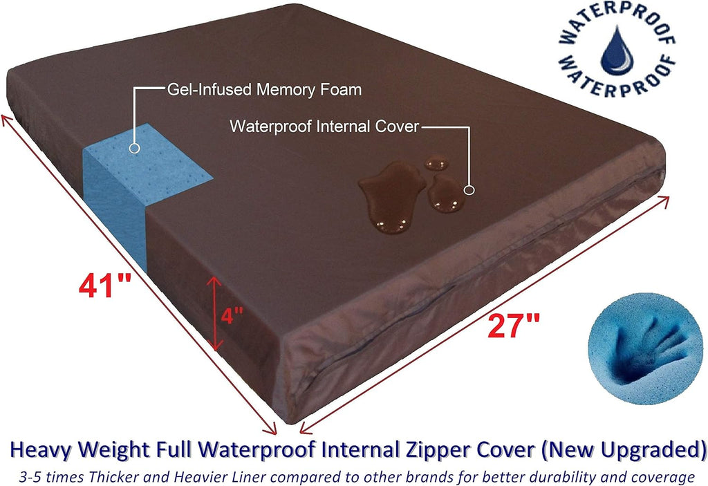 Orthopedic gel memory foam pet dog bed, waterproof liner with external microsuede cover and bonus antislip cover (microsuede gray, 41"x27"x4" inches) - view 5