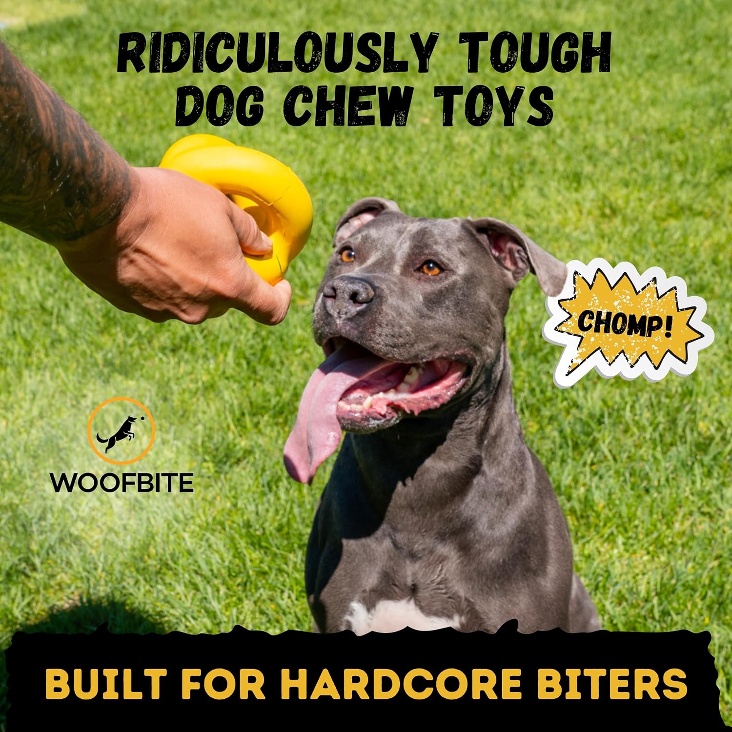 Indestructible dog ball - lifetime replacement - durable dog toy for aggressive chewers - safe, non-toxic natural rubber - chew, tug & fetch - tough, heavy duty chew toy - 4" (softball size) - view 2
