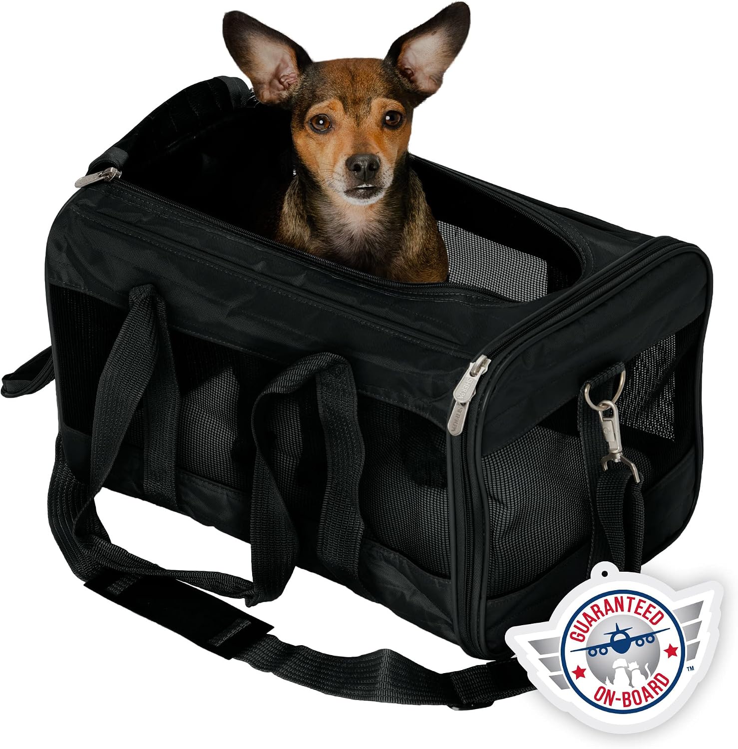 Sherpa Original Deluxe Travel Pet Carrier, Airline Approved & Guaranteed On Board - Black, Medium