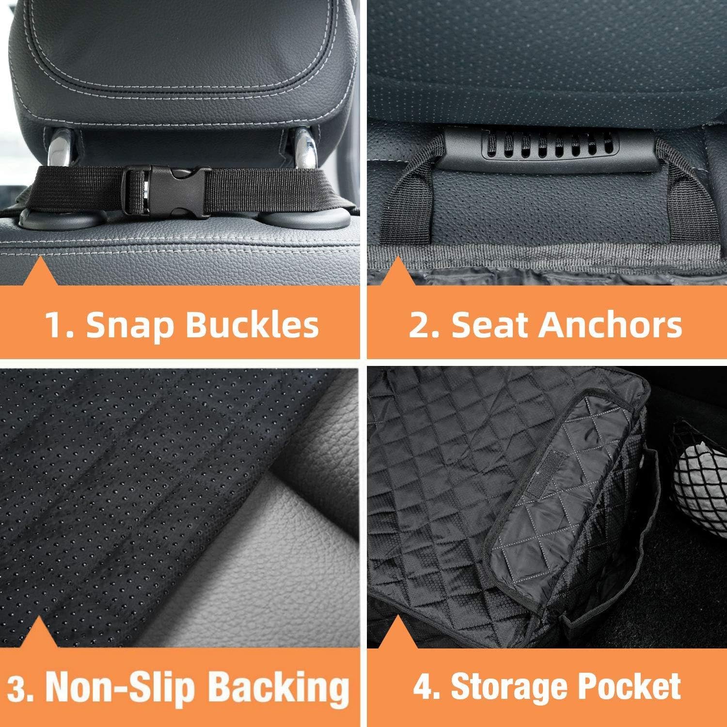 Waterproof Front Seat Car Cover 2 Pack, Full Protection | Dog Car Seat Cover with Side Flaps, Nonslip Scratchproof Captain Chair Seat Cover Fits for Cars, Trucks, SUVs, Jeep, Black - view 7