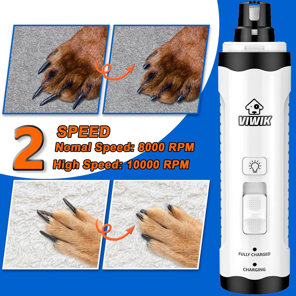Dog Nail Trimmers with Light, Cat Dog Nail Clippers, Dog Nail Grinder Quiet for Large Medium Small Dogs Paw & Cats Claw, Electric 2-Speed Pet Toenail Grooming Supplies, Gifts for Dog Lovers. - view 2