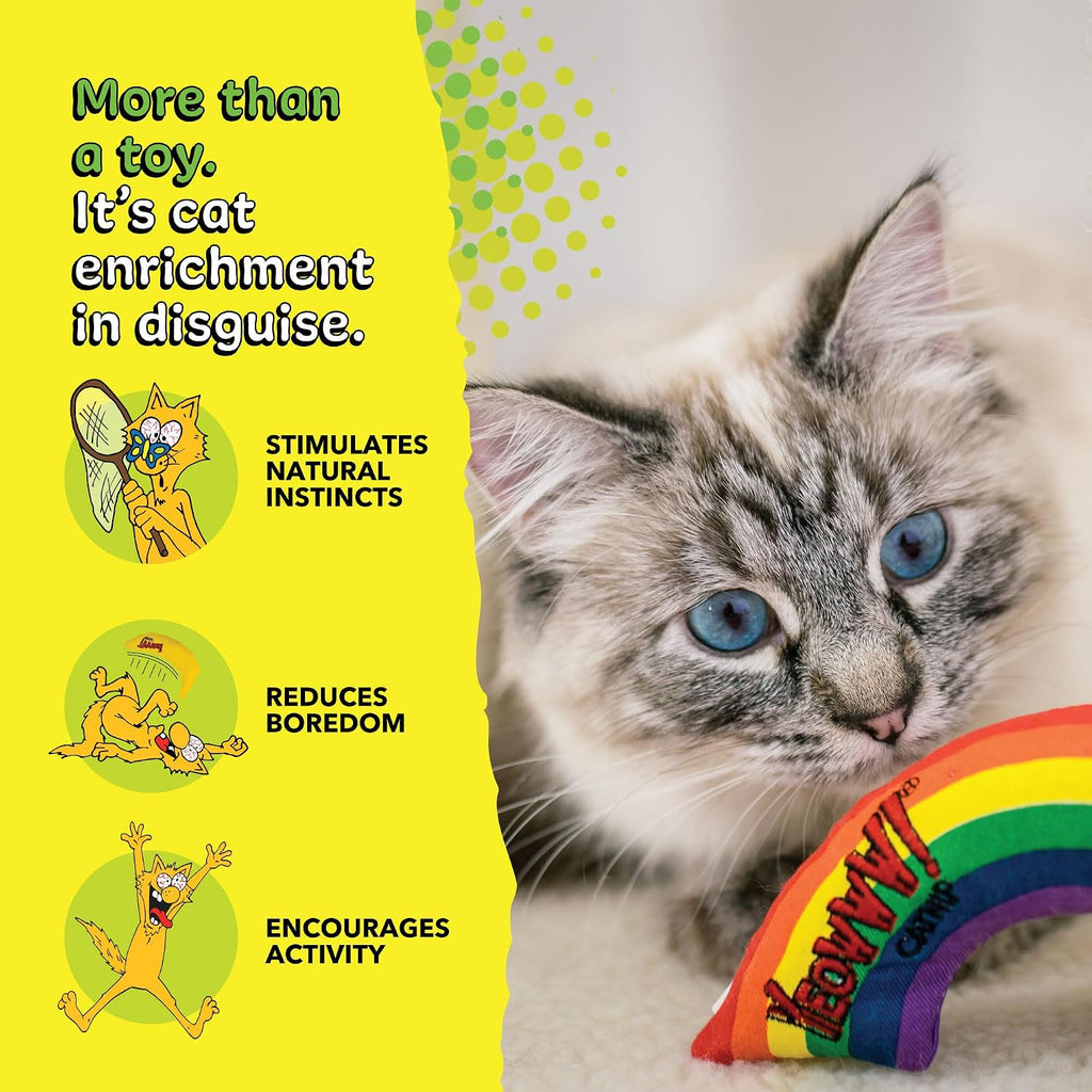 Catnip rainbow toy for cats - colorful arch shape - durable cotton twill - made in the USA - stuffed with organically grown catnip - view 7