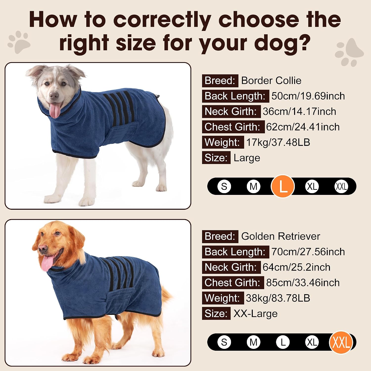 Microfiber dog bathrobe, super absorbent dog drying coat | fast drying towel wrap, adjustable bath robe for small, medium & large dogs - view 5