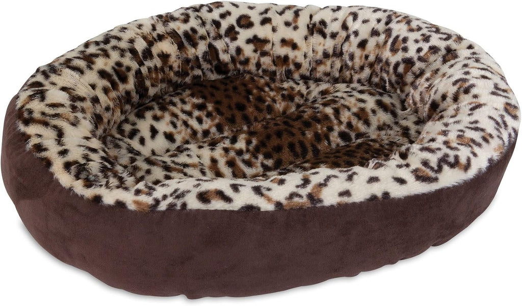 Aspen Pet Round Animal Print Pet Bed for Small Dogs and Cats 18-inch by 18-inch, Multi (26736)