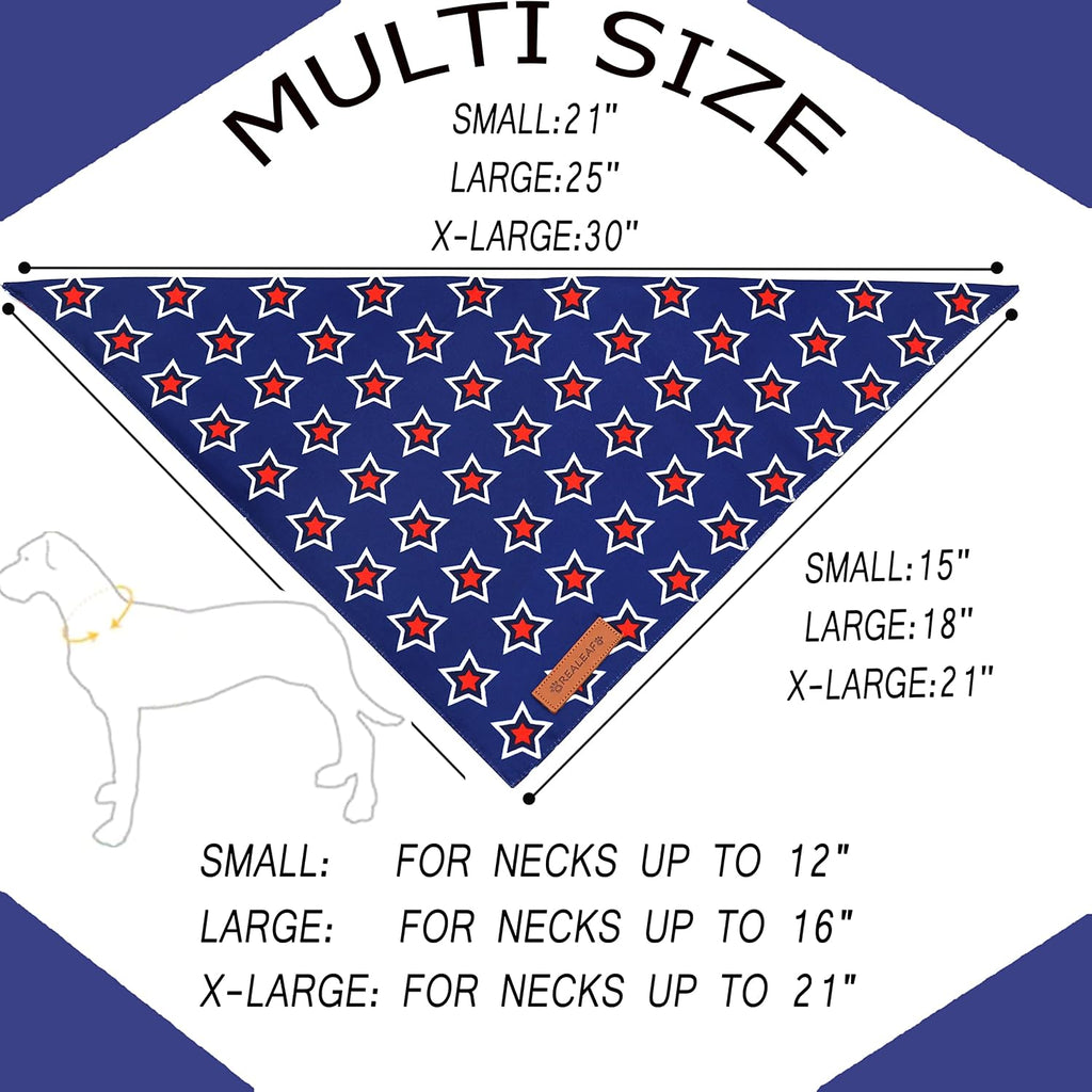 American Flag Dog Bandanas 2 Pack, Triangle Reversible 4th of July Pet Scarf for Boy and Girl, Premium Durable Fabric, Patriotic Bandana for Small Medium Large and Extra Large Dogs (Large) - view 2