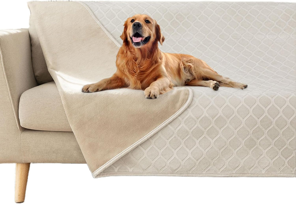 Waterproof Dog Blanket Bed Cover Dog Crystal Velvet Moroccan Fuzzy Cozy Plush Pet Blanket Throw Blanket for Couch Sofa(40 * 60 inch, Cream+Beige)