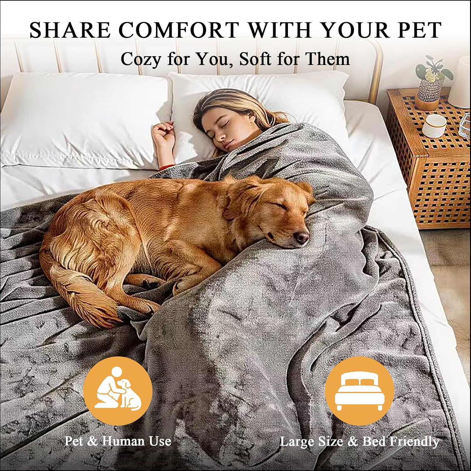 Waterproof Dog Blanket for Bed: King Size Water Proof Blanket, Gray | 100% Waterproof, Soft Double-Sided Flannel, King Size 108" x 90", Pet & Bed Protection, Machine Washable - view 2