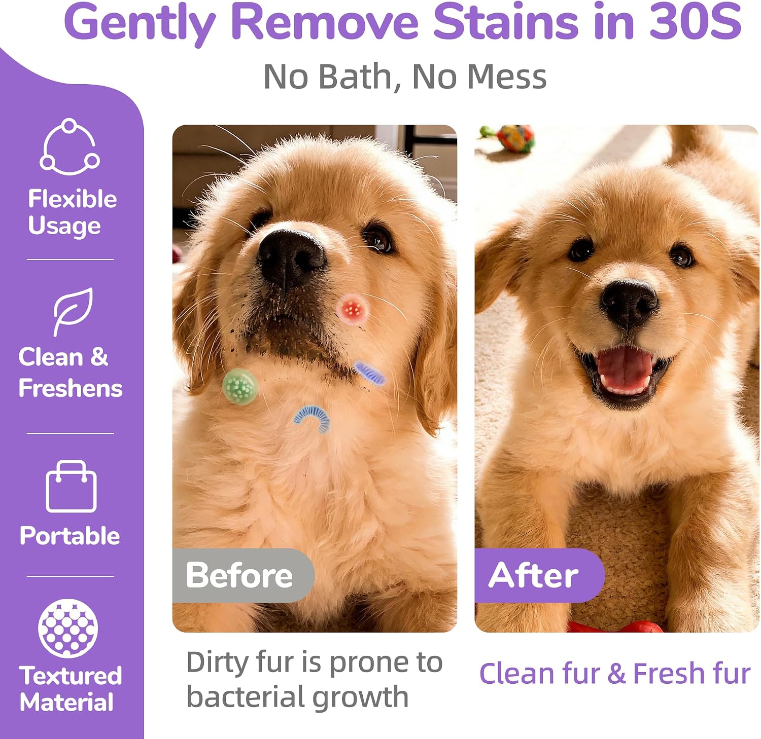Dog Eye Wipes, 120 Count Cat Eyes Cleaning Wipes Gentle Pet Tear Stain Remover, Hypoallergenic Puppy Dogs Eye Wash Cleaner for Debris Discharge Mucus, Vet Recommended Aloe Chamomile Pets Wipe Pads - view 4