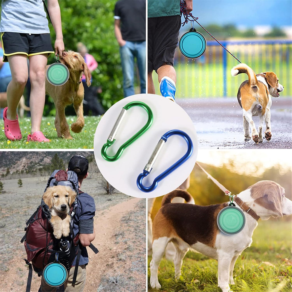 Collapsible Bowl with Cover Lids,2 Pack Dog Travel Bowls Portable Foldable Cat Water Dish Bowl for Pets Walking Parking Camping (Light Blue and Green, Small) - view 7