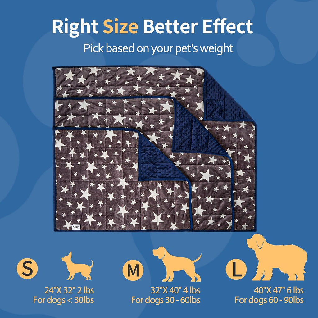 Weighted Blanket for Pets | Thunder Blanket for Dogs Anxiety | Premium Soft Minky | Relaxation & Calming & Anti Anxiety | Used in Car, Bed, Couch | Blue Grey Star, Washable Small (24"x32") - view 6