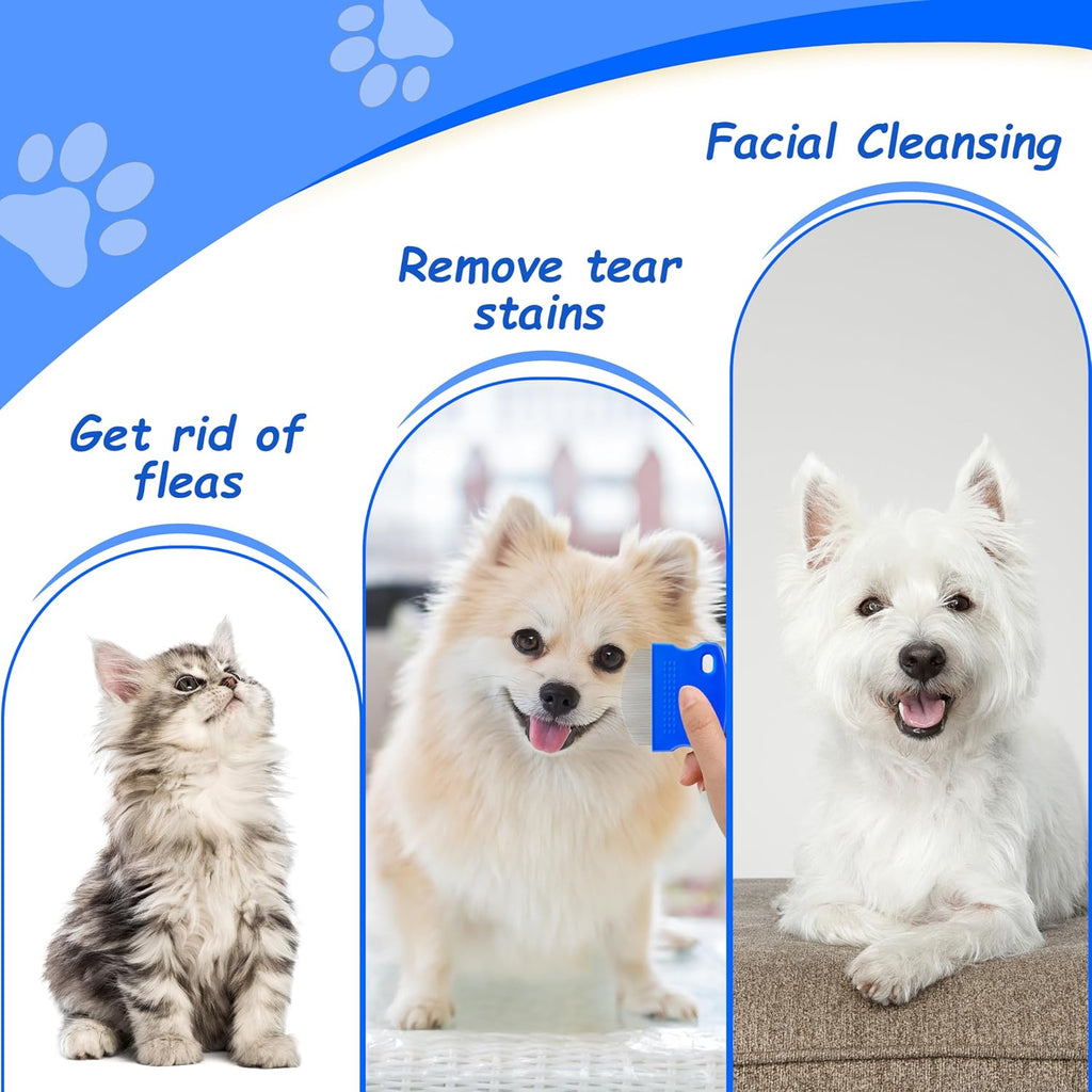 2 Pack Professional Eye Comb For Pets,Stainless Steel Tear Stain Remover,Flea Lice Comb,For Cats & Dogs,Gentle Round-Head Grooming Tool,Precisely Removes Stains, Dirt And Debris From The Eye Area - view 3
