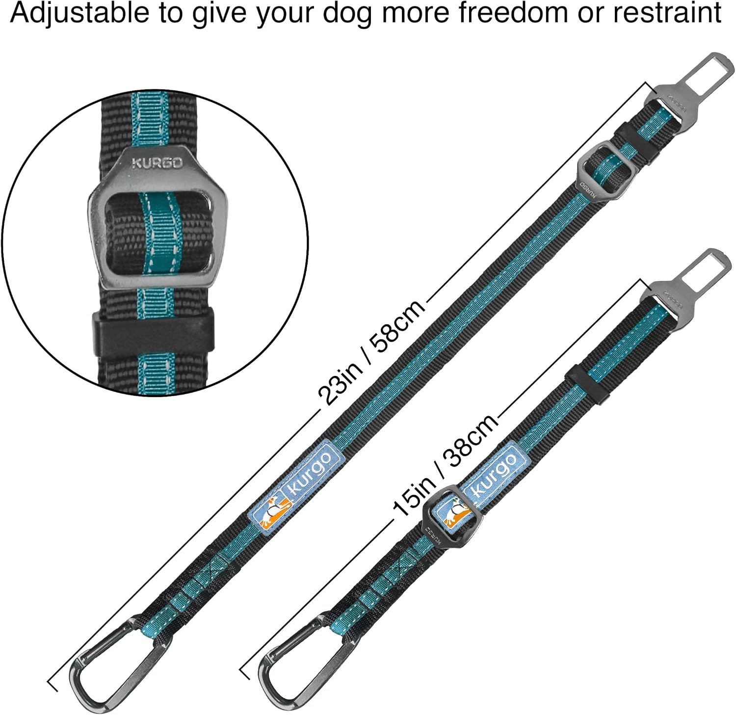 Direct to Seatbelt Tether, Coastal Blue | Car Tether for Dogs, Clips Directly to Seatbelt, Prevents Distracted Driving, Adjustable Length, Universal Fit-Excludes Volvo - view 3