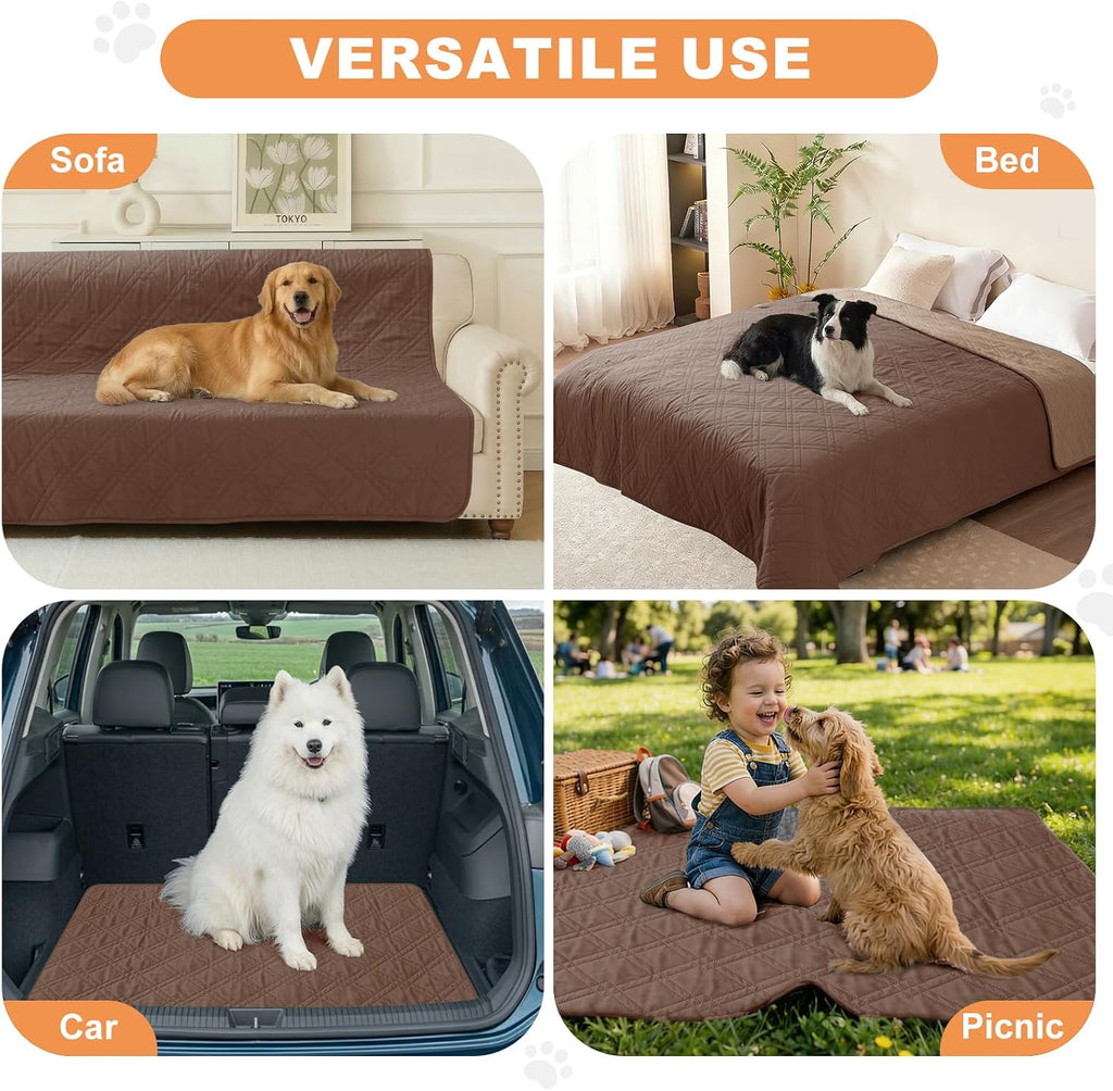 100% waterproof dog bed cover pet blanket, dark brown+taupe 30"x30" |, 7-layer reversible couch covers for dogs met for sofa furniture car camping - view 4