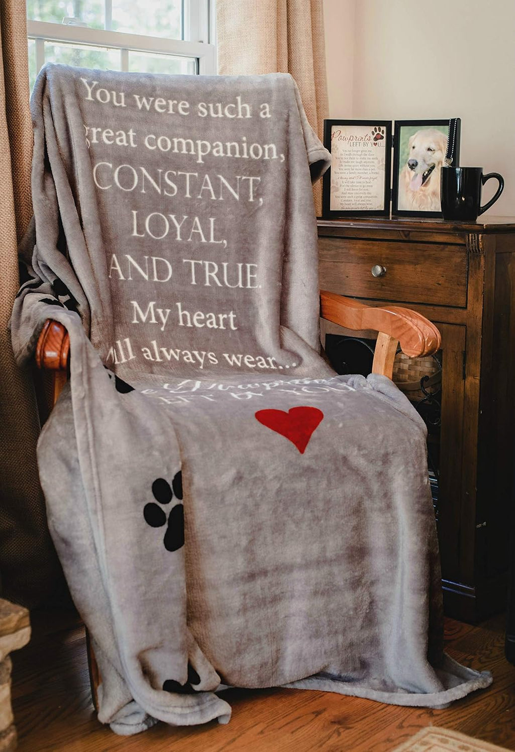 Pawprints Left By You Pet Memorial Blanket with Heartfelt Sentiment - Comforting Pet Loss/Pet Bereavement Gift - view 6