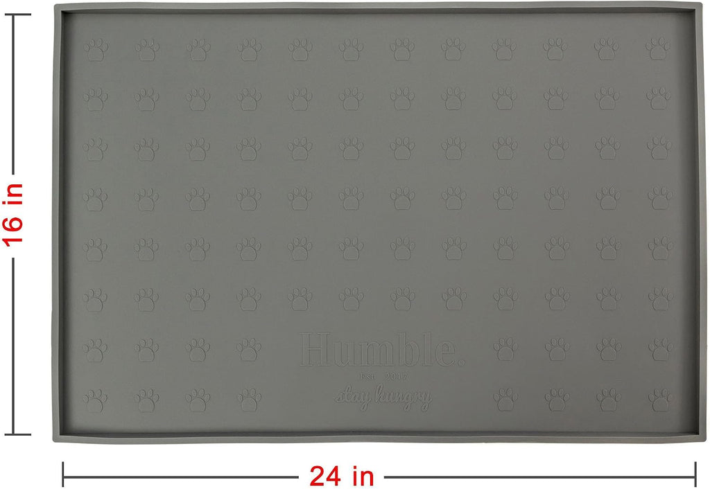 Food Mat Feeding Tray - Non-Slip, Anti-Spill, Raised Dog Food Mat, Easy Clean Waterproof - Premium Quality Silicone - Perfect for Dog Bowl Mat and Cat Feeding Mat Tray, 24" x 16" (Grey) - view 5