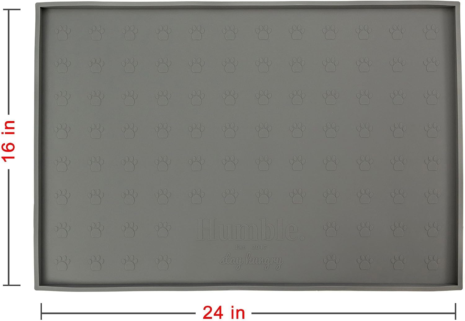 Food Mat Feeding Tray - Non-Slip, Anti-Spill, Raised Dog Food Mat, Easy Clean Waterproof - Premium Quality Silicone - Perfect for Dog Bowl Mat and Cat Feeding Mat Tray, 24" x 16" (Grey) - view 5