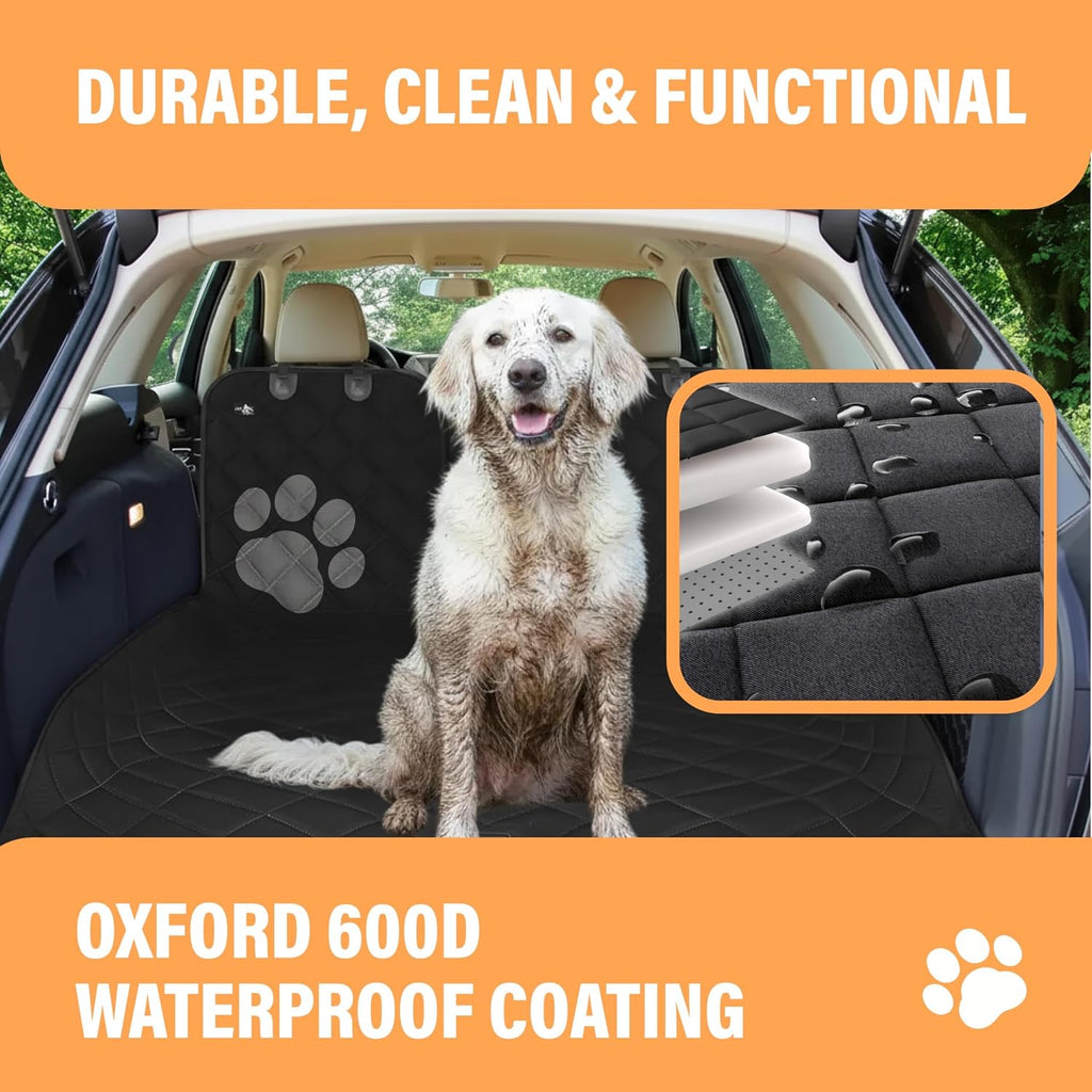 Cargo liner for dogs, durable non slip vehicle seat cover, protects against dirt & fur, pet cargo liner for SUV & trucks, large size trunk cover for dogs universal fit - black - view 5