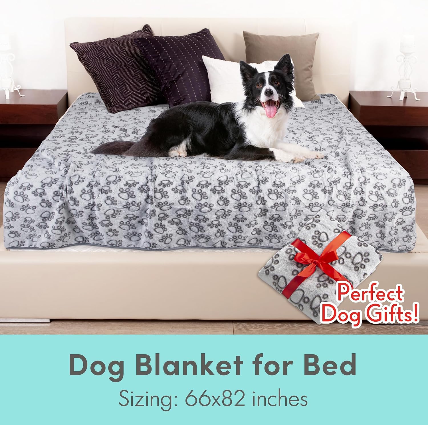 Premium Soft Dog Blankets for Large Dogs, Large Cat Blanket Washable for Human Bed Couch Protection Cover, Dog Essentials for Dog, 66 * 82 inches, Grey - view 5