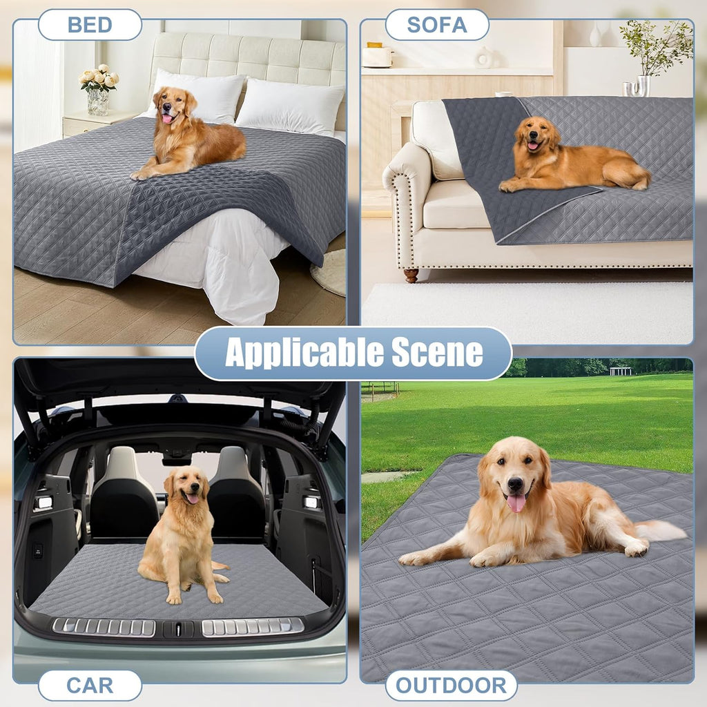 Waterproof Reversible Pet Couch Covers for Dogs | Pet Friendly, Soft Fabric, Washable Sofa Furniture Protector for Dogs Cat Kids, Checkered (30"x70", Grey/Dark Grey) - view 7