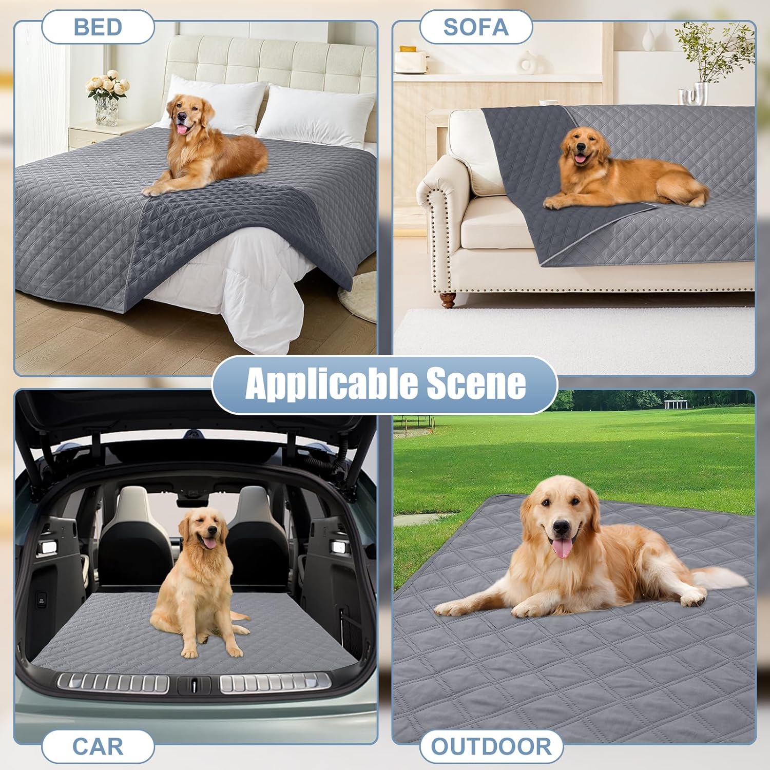 Waterproof Reversible Pet Couch Covers for Dogs | Pet Friendly, Soft Fabric, Washable Sofa Furniture Protector for Dogs Cat Kids, Checkered (30"x70", Grey/Dark Grey) - view 7