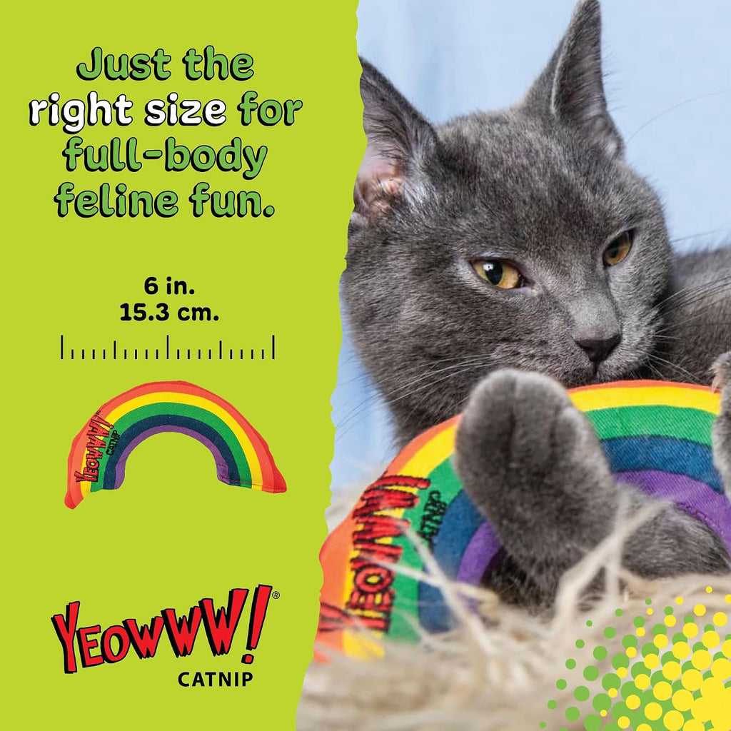 Catnip rainbow toy for cats - colorful arch shape - durable cotton twill - made in the USA - stuffed with organically grown catnip - view 4