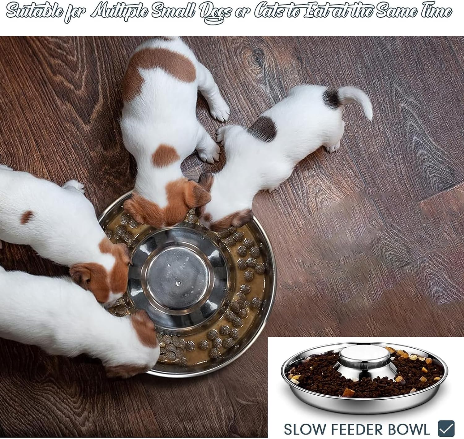 6 Pcs Stainless Steel Puppy Bowls 10.2" Puppy Feeder Dog Water Food Feeding Bowl for Multiple Weaning Small Dogs Cats, Pet Eating at The Same Time, Cylinder Style - view 6