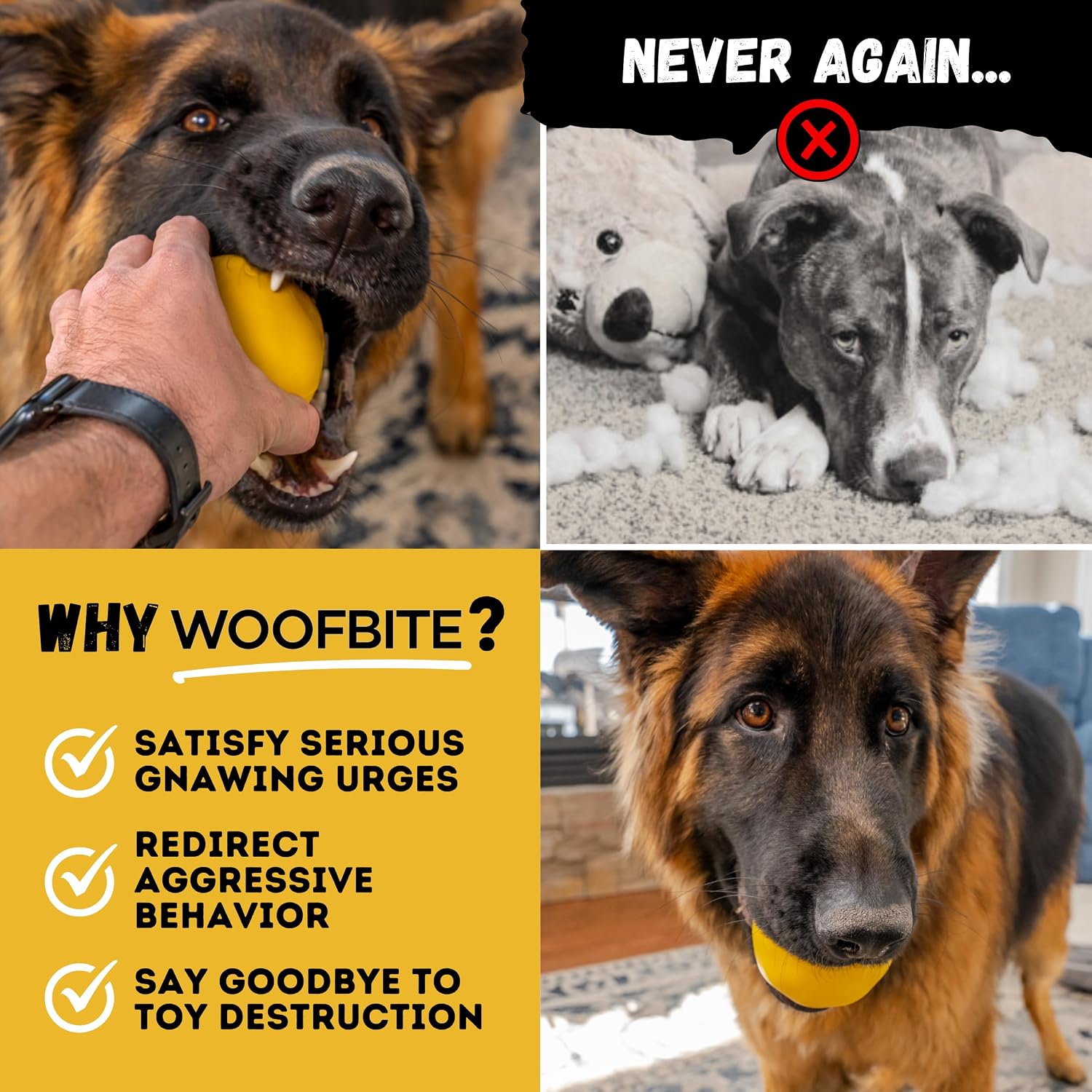 Super durable dog ball - tough, strong chew & fetch toy for power, extreme, aggressive chewers - heavy duty natural rubber - medium/large dogs - view 7