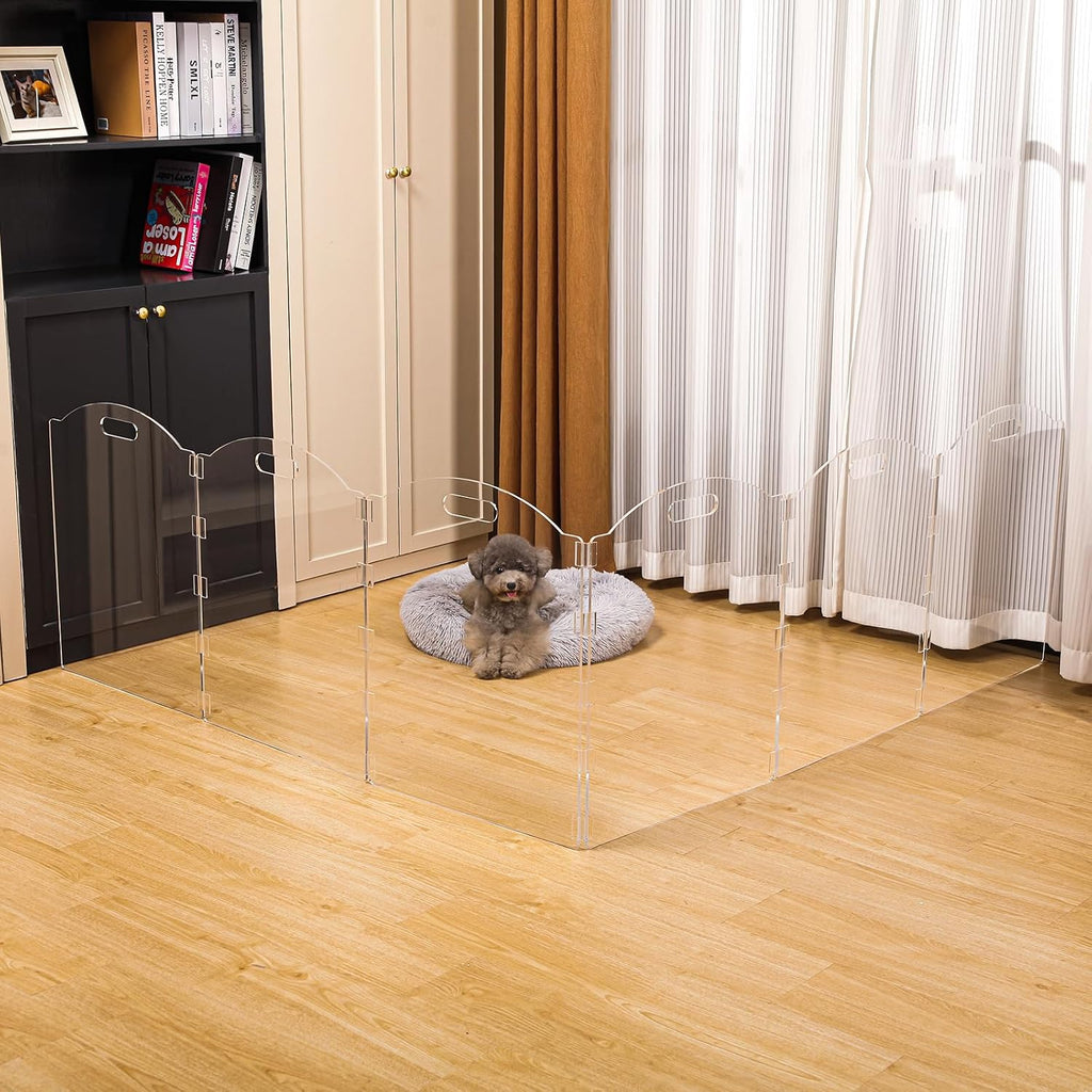 Extra-Wide Clear Acrylic Freestanding Dog Gates for the House – Folding 6-Panel Pet Gates for Doorways, Stairs, and Open Spaces, Transparent Indoor Barrier for Dogs, Puppies & Cats - view 2