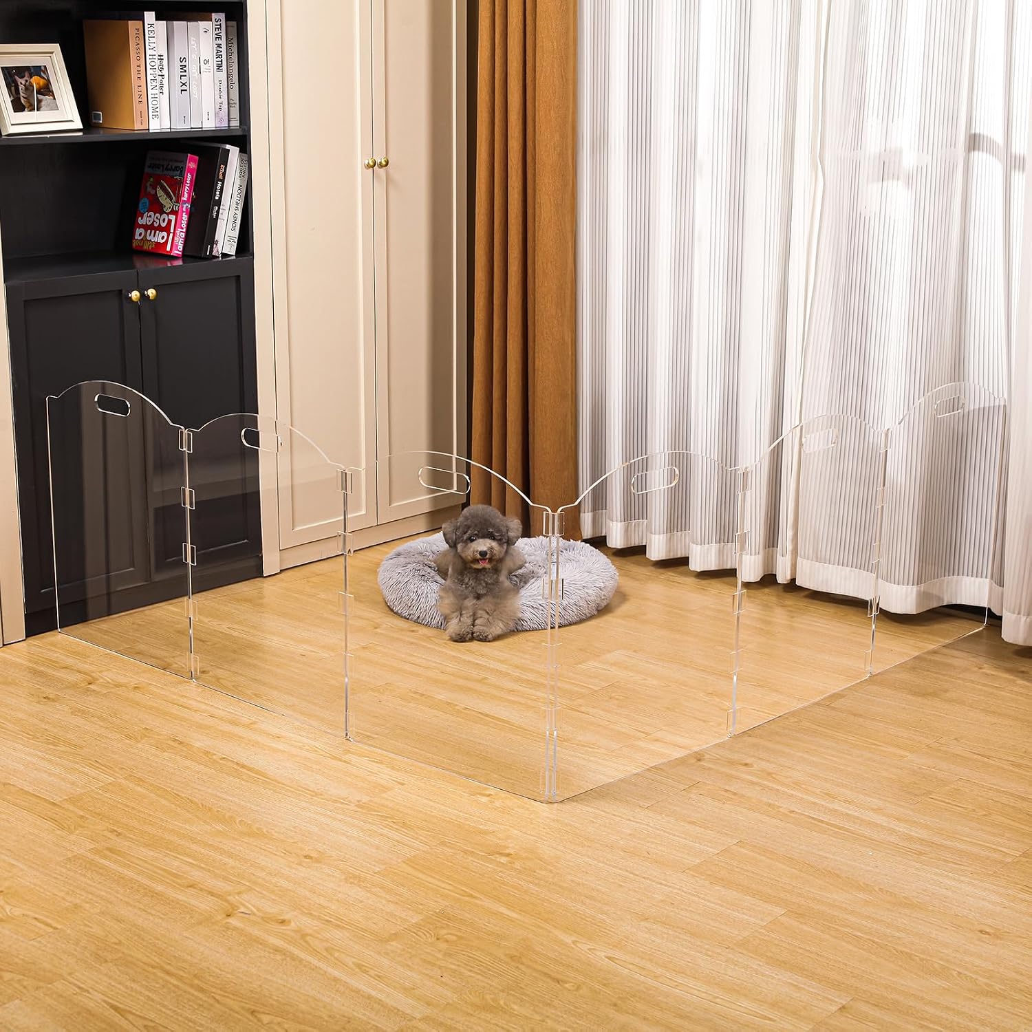 Extra-Wide Clear Acrylic Freestanding Dog Gates for the House – Folding 6-Panel Pet Gates for Doorways, Stairs, and Open Spaces, Transparent Indoor Barrier for Dogs, Puppies & Cats - view 2