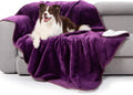 Waterproof Bed Blanket, Reversible Sherpa Fleece Throw Blanket for Dog Puppy Cat, Furniture Cover Protects Bed Couch Sofa from Liquid Pee and Pet Fur (Dark Purple, 60x80 inches)