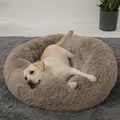 Calming Donut Cuddler Dog Bed, Round Fluffy Pet Bed with Sewn-in Cushion for Large Dogs,Washable, Large, Taupe, 30''