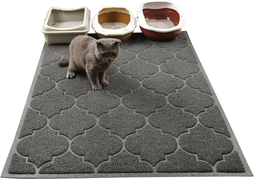 Cat litter mat, XL super size, phthalate free, easy to clean, 46x35 inches, durable, soft on paws, large litter mat