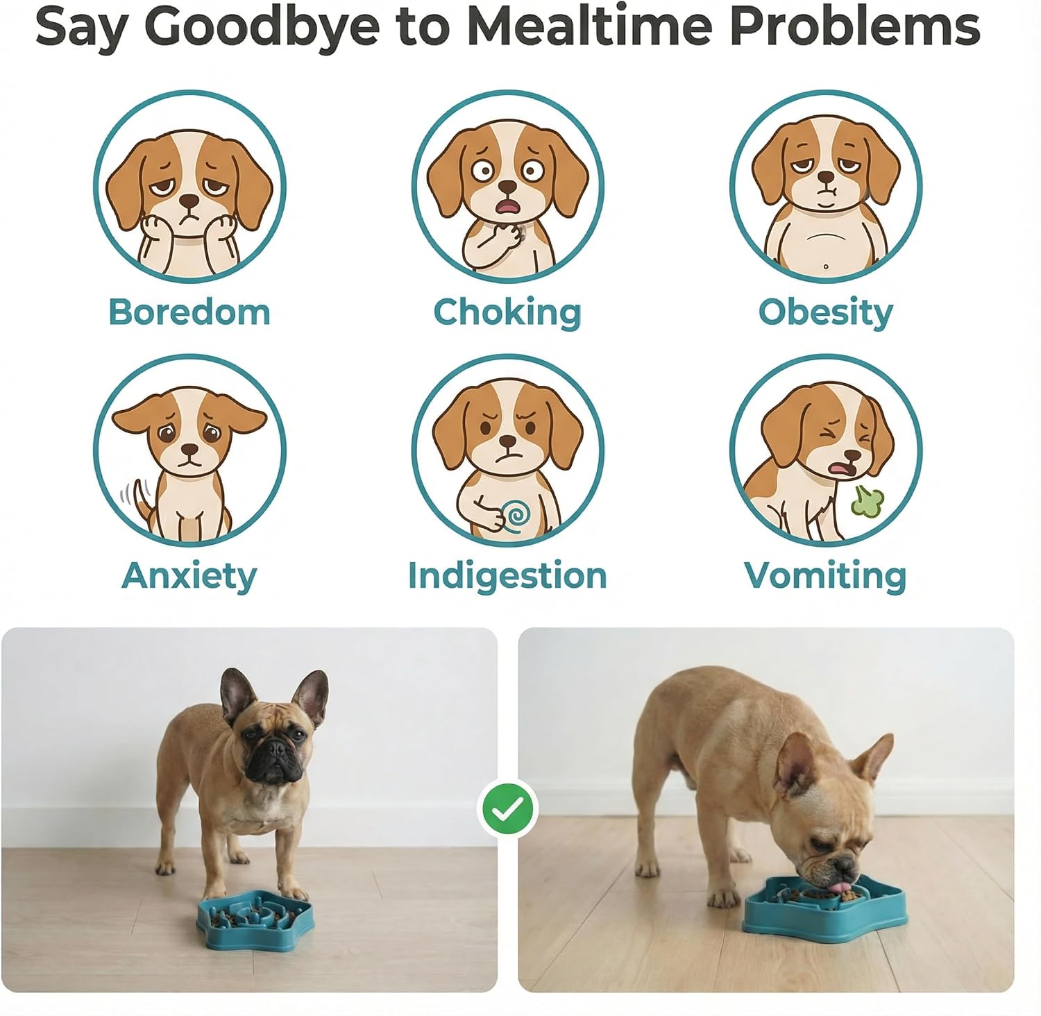 Pet slow feeder bowl for small dogs, puzzle feeder for petite dogs, anti-choking, slow eating, 350ML capacity, BPA-free, small size - view 7