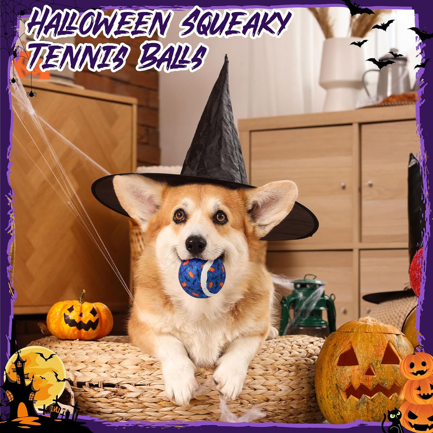 36 Pcs Halloween Dog Toys Bulk, 2.5 Inch Squeaky Tennis Balls for Small Medium Large Dogs Pets Puppy Chew Teething Toy Interactive Training Gifts Xmas Stocking Stuffers - view 5