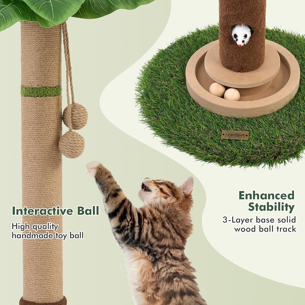 Tall Cat Scratching Post,Cat Toys,Cat Scratcher Tree for Large Cat | Heavy Duty,Protect Sofa,Modern Boho,Cat Ball Track,Cat Tree,For Indoor Cats - view 6