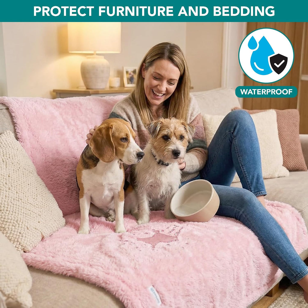 Fluffy Waterproof Dog Blanket for Couch and Bed, Reversible Sherpa Pet Throw, Pee Proof Furniture Protector Sofa Cover, Washable Cat Blanket for Small Medium Dogs and Cats (Pink Blush, 24x32) - view 2