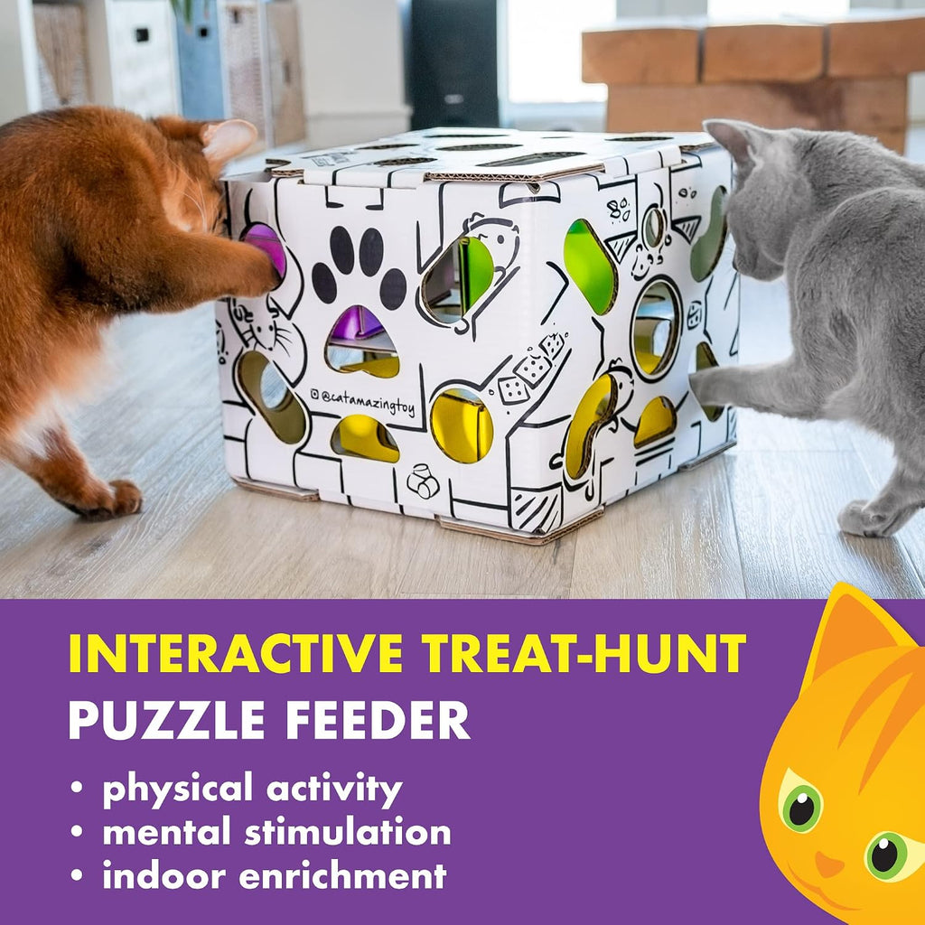 Sliders – puzzle toy for indoor cats – treat box interactive maze – enrichment feeder – best cat toy ever! - view 6
