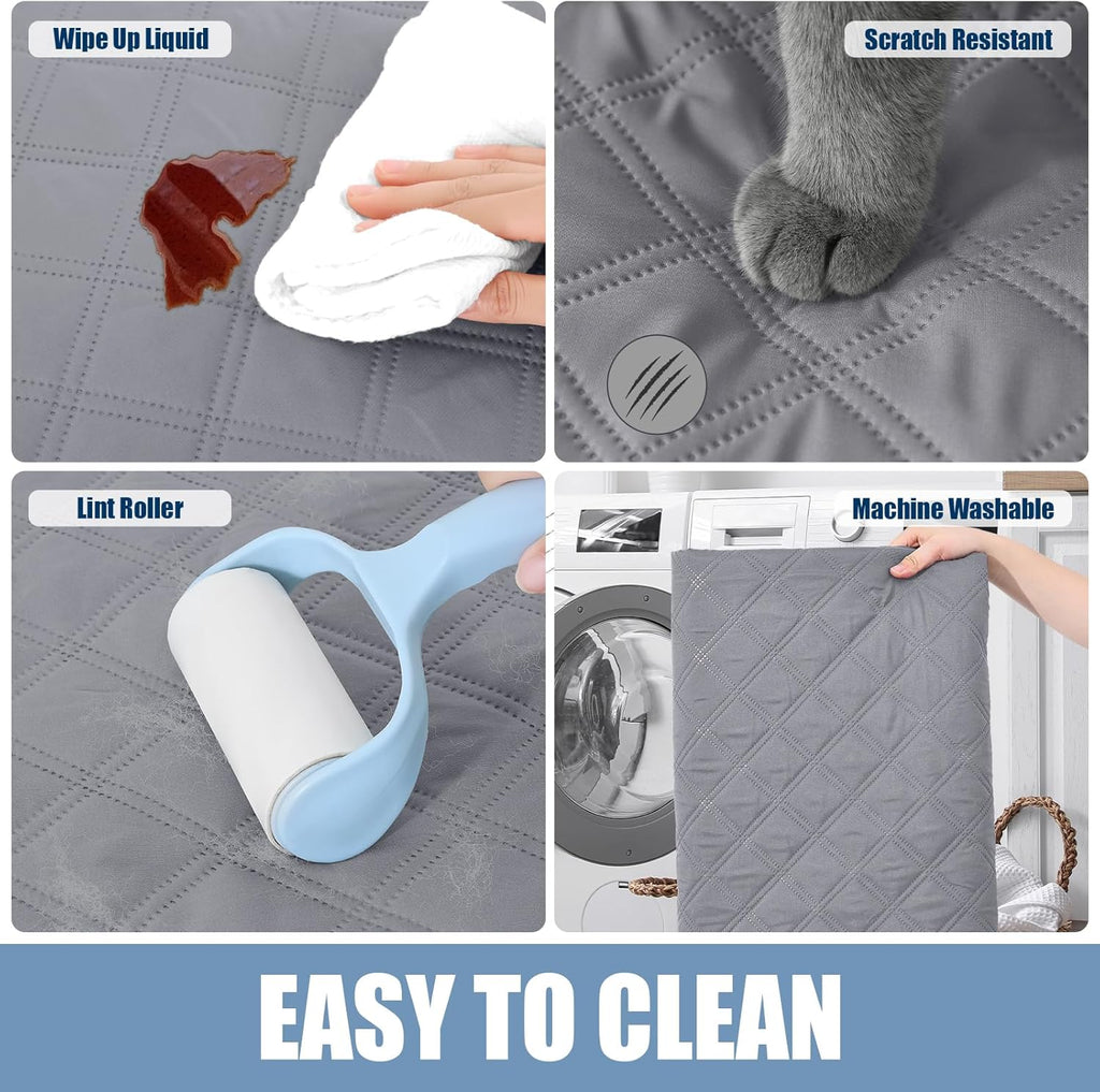 Waterproof Reversible Pet Couch Covers for Dogs | Pet Friendly, Soft Fabric, Washable Sofa Furniture Protector for Dogs Cat Kids, Checkered (30"x70", Grey/Dark Grey) - view 5