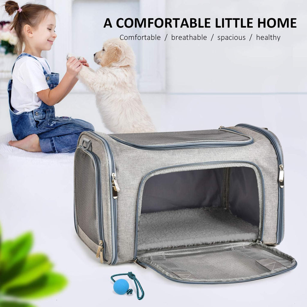 Cat Carriers Dog Carrier Pet Carrier For Small / Medium Cats Dogs Puppies (Up To 15lbs), TSA Airline Approved Small Dog Carrier Soft Sided, Collapsible Waterproof Travel Puppy Carrier - Grey - view 8