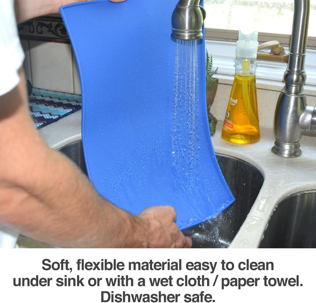 Small waterproof dog & cat food mat (18x12"). FDA grade silicone [superior hygiene, non-toxic, multiple sizes] - view 4