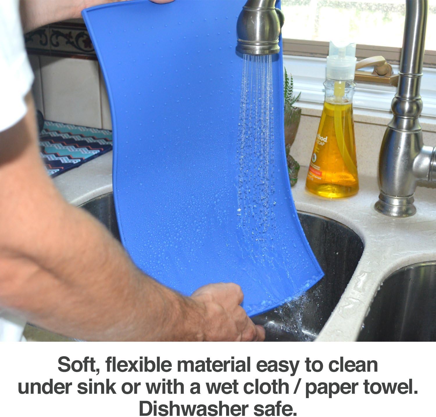 Small waterproof dog & cat food mat (18x12"). FDA grade silicone [superior hygiene, non-toxic, multiple sizes] - view 4