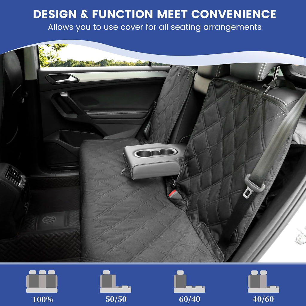 Back Seat Cover for Large SUVs Rear Split Bench - Heavy-Duty 900D Waterproof Non-Slip Car Seat Protector for Messy Kids & Drooling Dogs, Easy Clean(Black) - view 4
