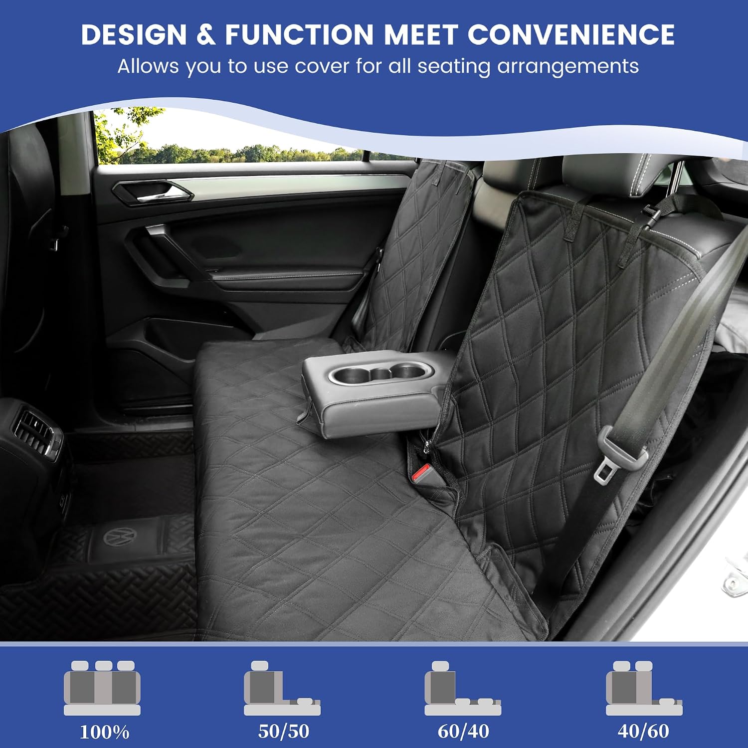 Back Seat Cover for Large SUVs Rear Split Bench - Heavy-Duty 900D Waterproof Non-Slip Car Seat Protector for Messy Kids & Drooling Dogs, Easy Clean(Black) - view 4